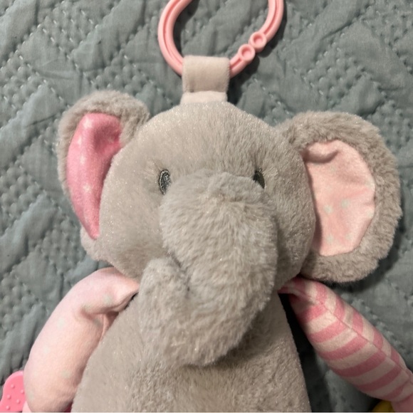 Kelly Baby Kellytoy 10” Elephant Plush Baby Rattle Toy pink Grey Soft - Picture 2 of 6